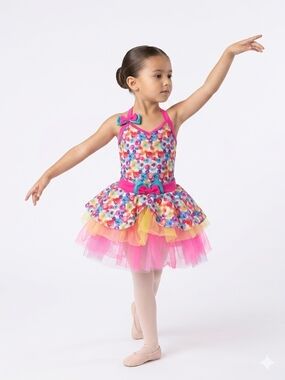 Girls' Pink Multicolor Bubble/Cotton Camdy Tutu Costume